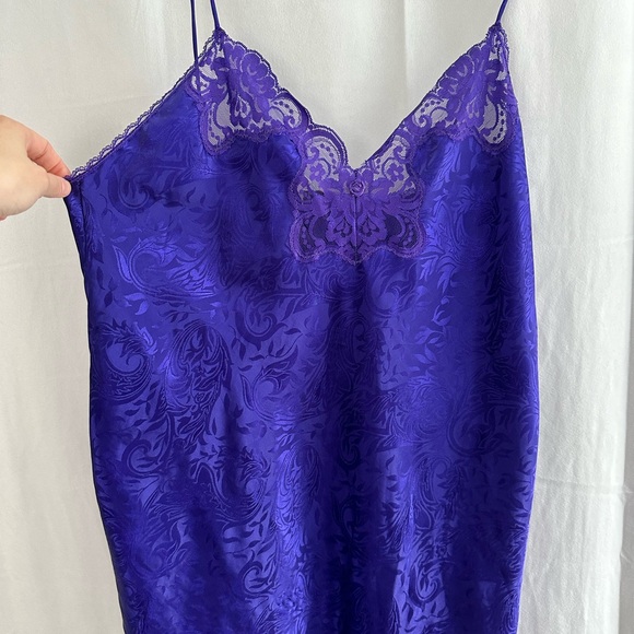 Vintage Deena Purple Slip Dress with Lace Detail Womens Size M/L - Picture 2 of 6